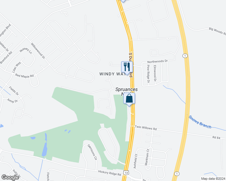 map of restaurants, bars, coffee shops, grocery stores, and more near 23 Village Drive in Smyrna