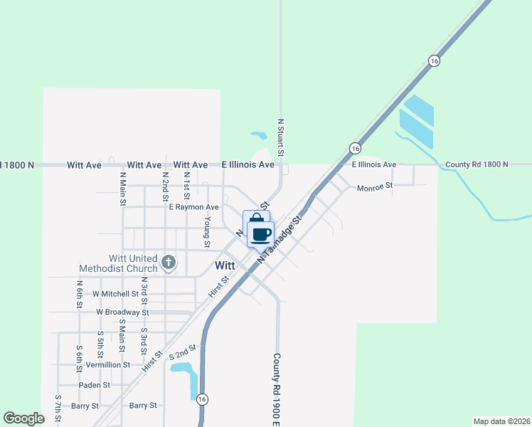 map of restaurants, bars, coffee shops, grocery stores, and more near 417 East Allen Avenue in Witt