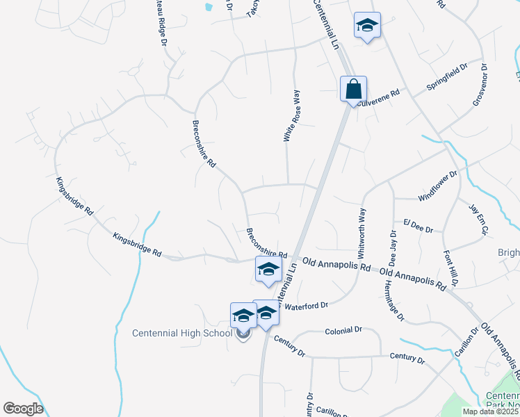 map of restaurants, bars, coffee shops, grocery stores, and more near 10309 Paddington Court in Ellicott City