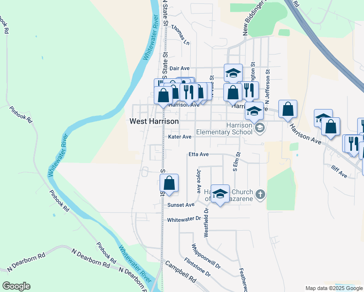 map of restaurants, bars, coffee shops, grocery stores, and more near 108 Kater Avenue in Harrison