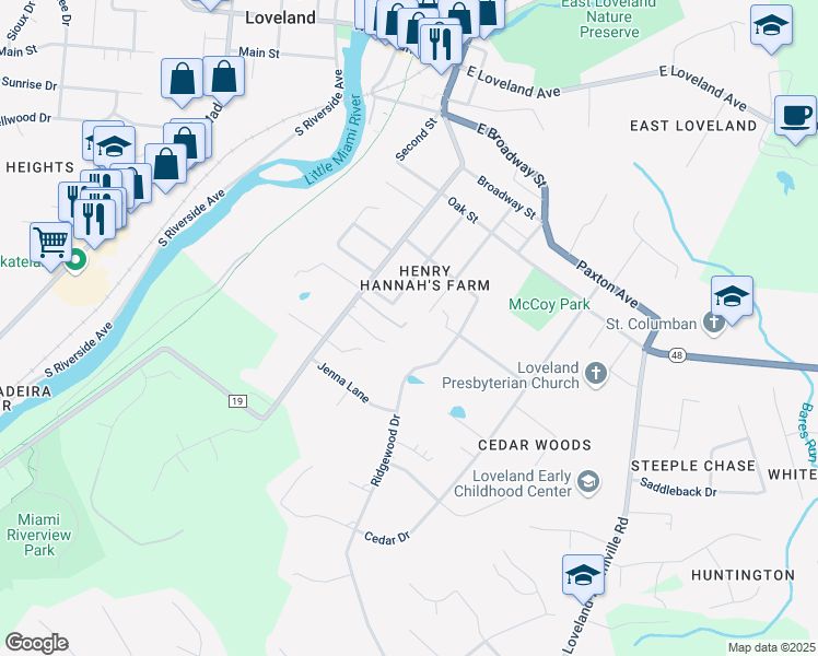 map of restaurants, bars, coffee shops, grocery stores, and more near 603 Hanna Avenue in Loveland