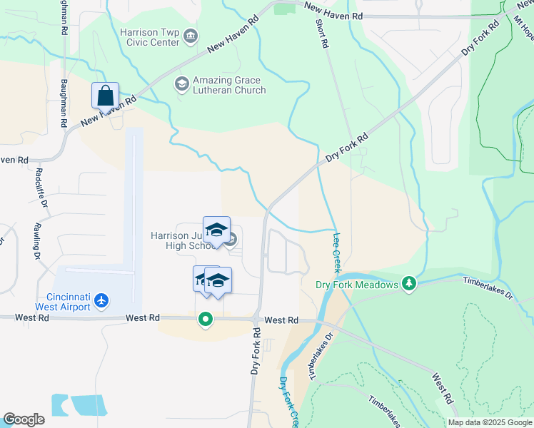 map of restaurants, bars, coffee shops, grocery stores, and more near 150 Miami Trace in Harrison