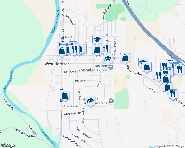 map of restaurants, bars, coffee shops, grocery stores, and more near 410 Kater Avenue in Harrison