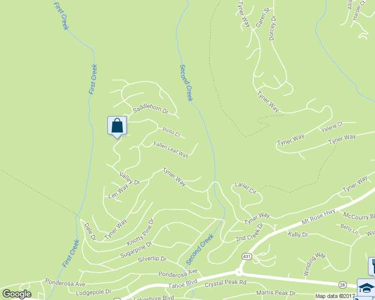 map of restaurants, bars, coffee shops, grocery stores, and more near 602 Fallen Leaf Way in Incline Village