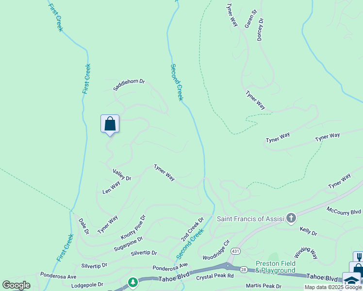 map of restaurants, bars, coffee shops, grocery stores, and more near 602 Fallen Leaf Way in Incline Village