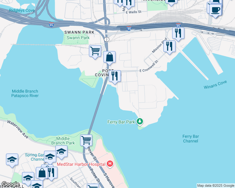 map of restaurants, bars, coffee shops, grocery stores, and more near 2699 Insulator Drive in Baltimore