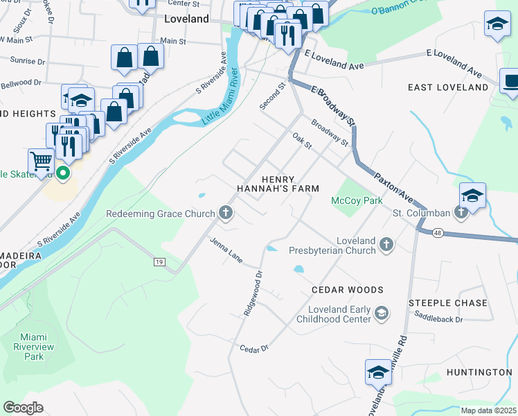 map of restaurants, bars, coffee shops, grocery stores, and more near 603 Hanna Avenue in Loveland