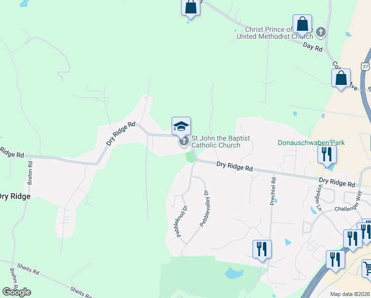 map of restaurants, bars, coffee shops, grocery stores, and more near in Hamilton County