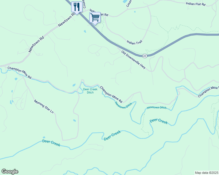 map of restaurants, bars, coffee shops, grocery stores, and more near 10334 Tillicum Way in Nevada City