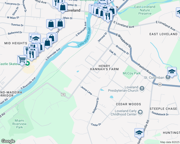 map of restaurants, bars, coffee shops, grocery stores, and more near 605 Hanna Avenue in Loveland