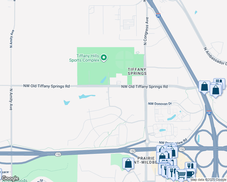 map of restaurants, bars, coffee shops, grocery stores, and more near 9117 North Seymour Avenue in Kansas City