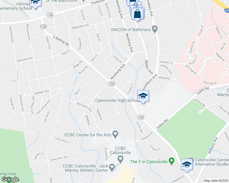 map of restaurants, bars, coffee shops, grocery stores, and more near 512 S Rolling Rd in Catonsville