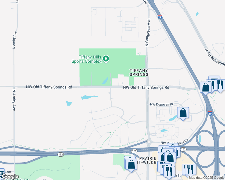 map of restaurants, bars, coffee shops, grocery stores, and more near 9501 North Seymour Avenue in Kansas City
