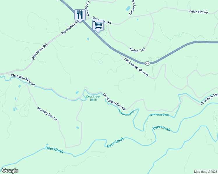 map of restaurants, bars, coffee shops, grocery stores, and more near 10334 Tillicum Way in Nevada City