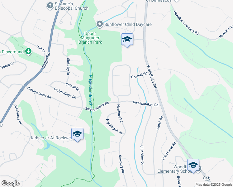 map of restaurants, bars, coffee shops, grocery stores, and more near 24830 Showbarn Circle in Damascus