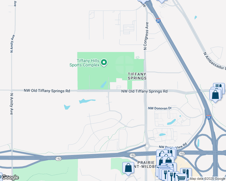 map of restaurants, bars, coffee shops, grocery stores, and more near 9117 North Seymour Avenue in Kansas City