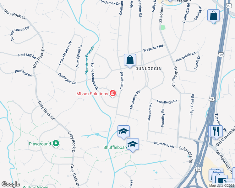 map of restaurants, bars, coffee shops, grocery stores, and more near 3930 Chatham Road in Ellicott City