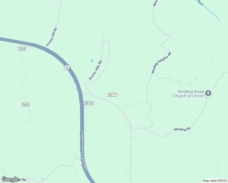 map of restaurants, bars, coffee shops, grocery stores, and more near County Route 50/11 in Parkersburg