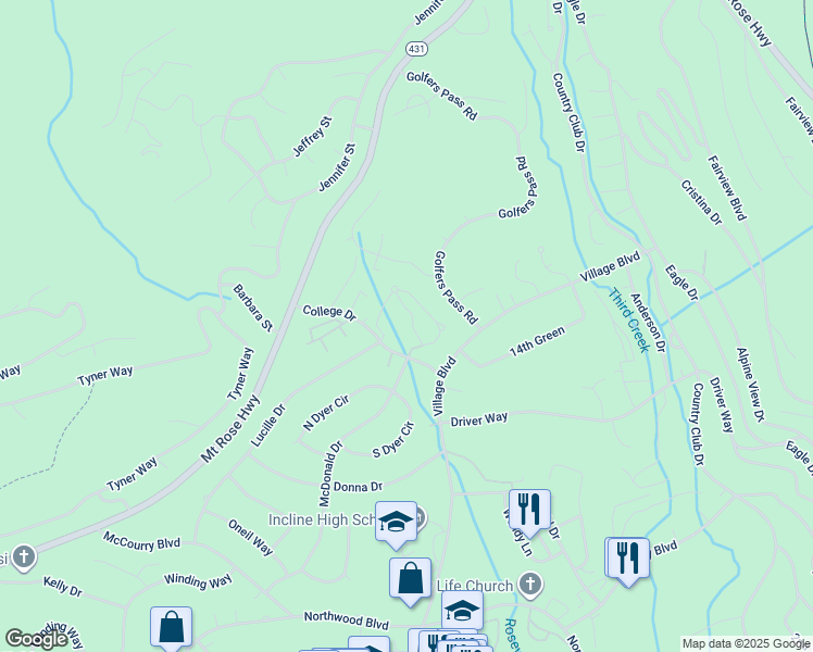 map of restaurants, bars, coffee shops, grocery stores, and more near 778 Rosewood Circle in Incline Village