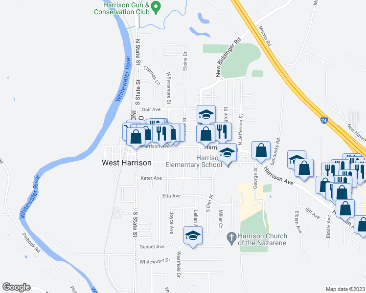 map of restaurants, bars, coffee shops, grocery stores, and more near 380 Harrison Avenue in Harrison