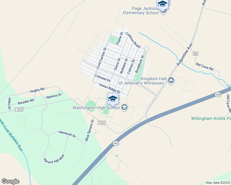 map of restaurants, bars, coffee shops, grocery stores, and more near 93 Union Ridge Drive in Charles Town