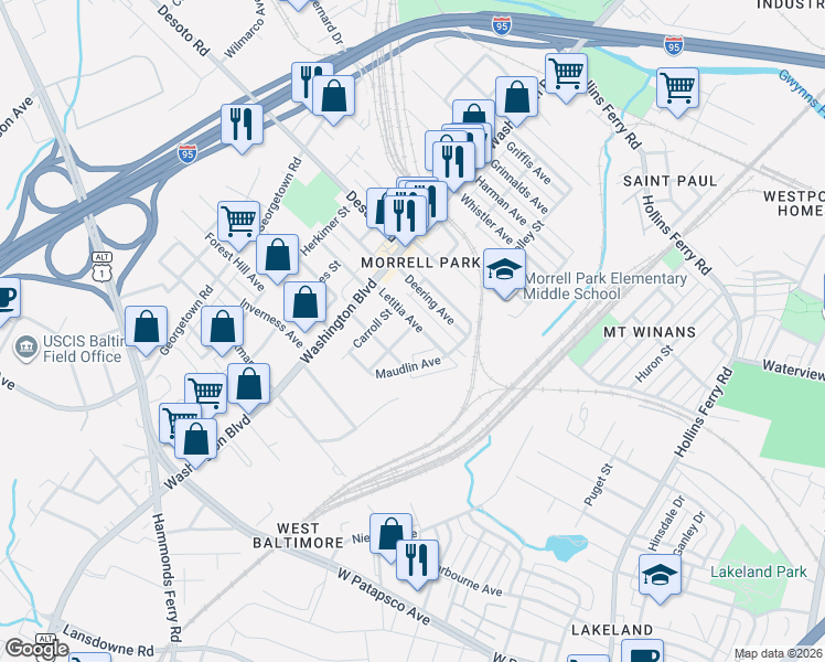 map of restaurants, bars, coffee shops, grocery stores, and more near 101 Independence Avenue Southeast in Washington