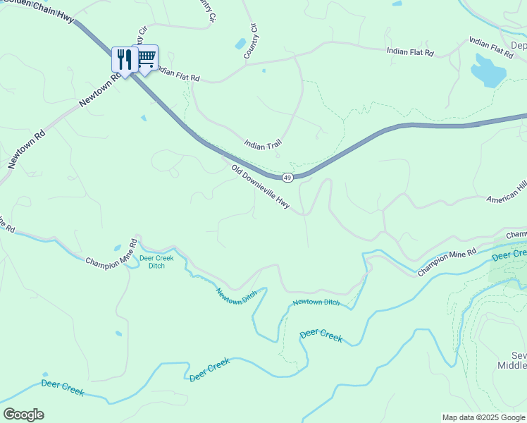 map of restaurants, bars, coffee shops, grocery stores, and more near 10175 Tillicum Way in Nevada City