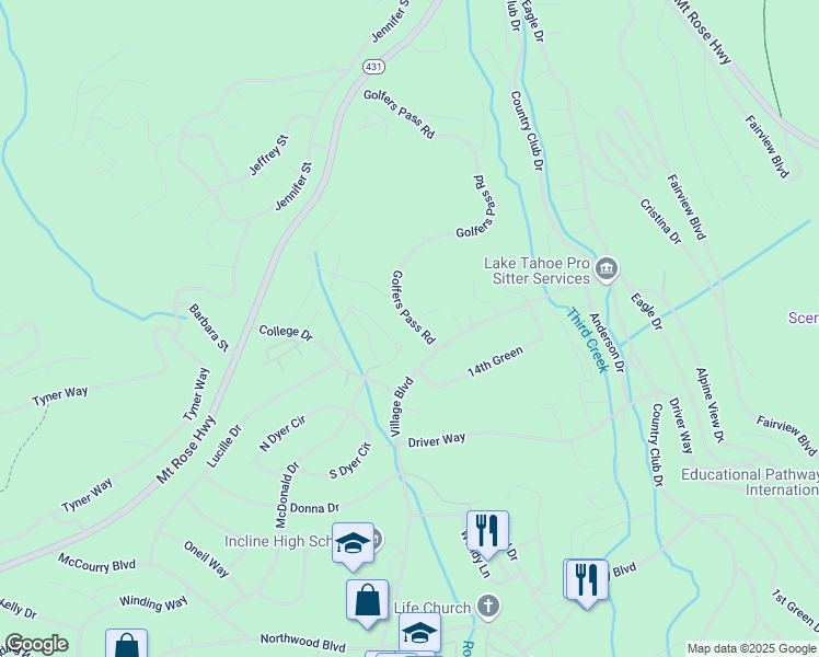 map of restaurants, bars, coffee shops, grocery stores, and more near 859 Golfers Pass Road in Incline Village