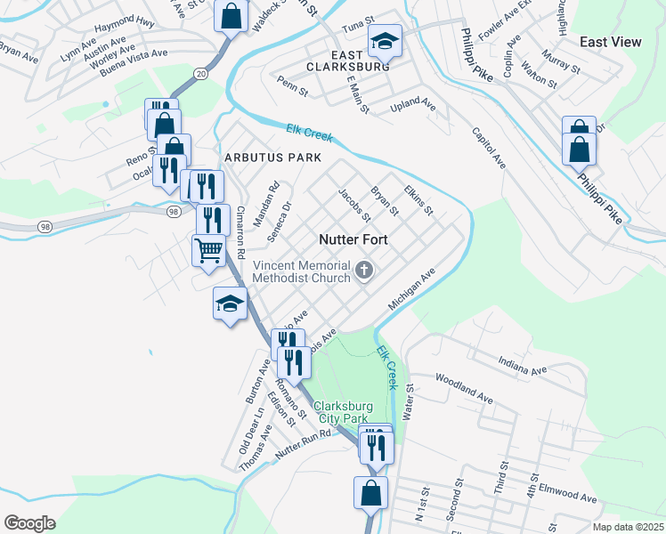 map of restaurants, bars, coffee shops, grocery stores, and more near 400 White Street in Mount Clare