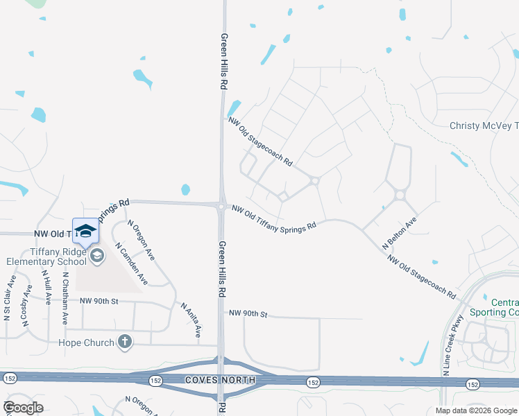 map of restaurants, bars, coffee shops, grocery stores, and more near 9627-9803 Northwest Old Tiffany Springs Road in Kansas City