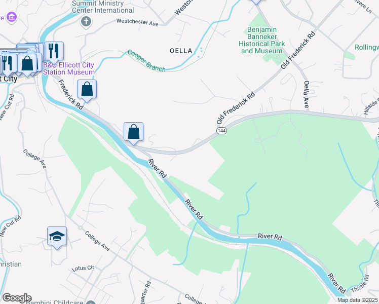 map of restaurants, bars, coffee shops, grocery stores, and more near 2729 Frederick Road in Catonsville