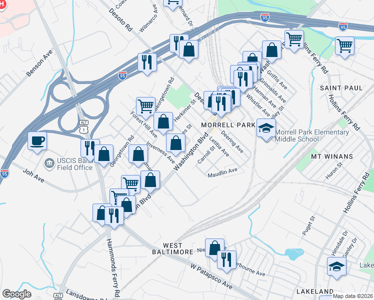 map of restaurants, bars, coffee shops, grocery stores, and more near 101 Independence Avenue Southeast in Washington