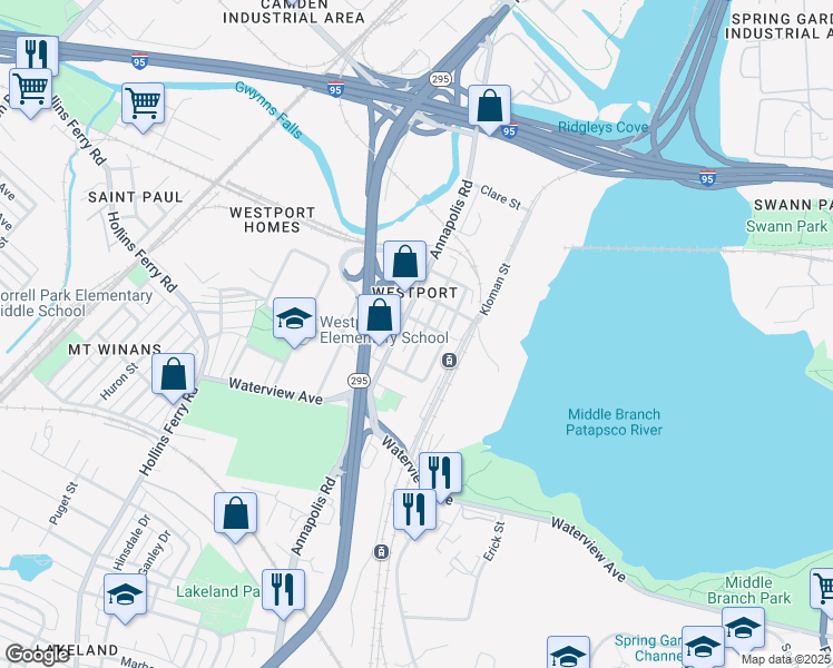 map of restaurants, bars, coffee shops, grocery stores, and more near 2312 Sidney Avenue in Baltimore