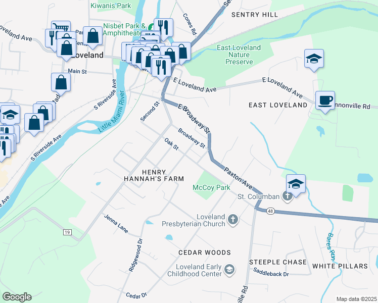 map of restaurants, bars, coffee shops, grocery stores, and more near 325 Wakefield Street in Loveland