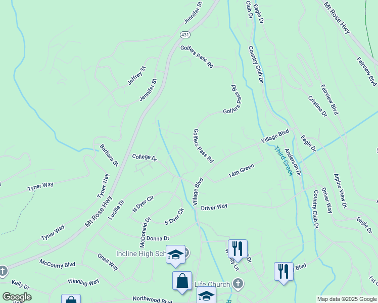 map of restaurants, bars, coffee shops, grocery stores, and more near 778 Rosewood Circle in Incline Village