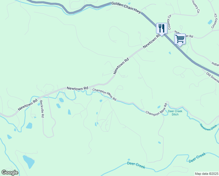 map of restaurants, bars, coffee shops, grocery stores, and more near 17800 Champion Mine Road in Nevada City