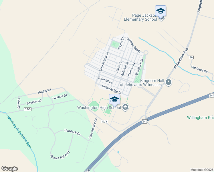 map of restaurants, bars, coffee shops, grocery stores, and more near 186 Union Ridge Drive in Charles Town