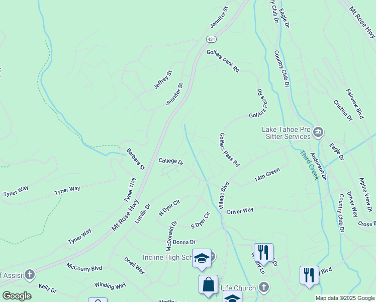 map of restaurants, bars, coffee shops, grocery stores, and more near 741 Pinion Pine Way in Incline Village