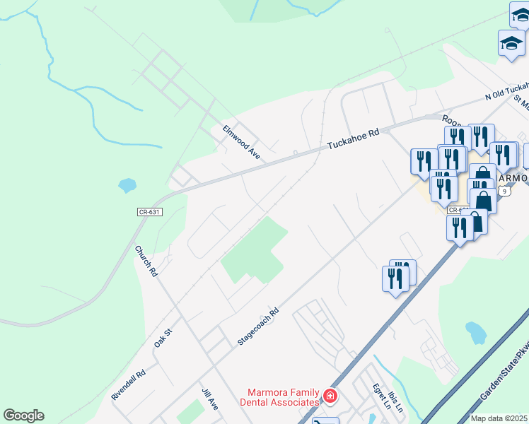 map of restaurants, bars, coffee shops, grocery stores, and more near 399 Burley Road in Marmora