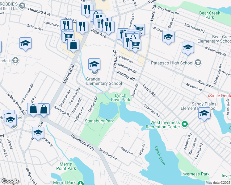 map of restaurants, bars, coffee shops, grocery stores, and more near in Dundalk