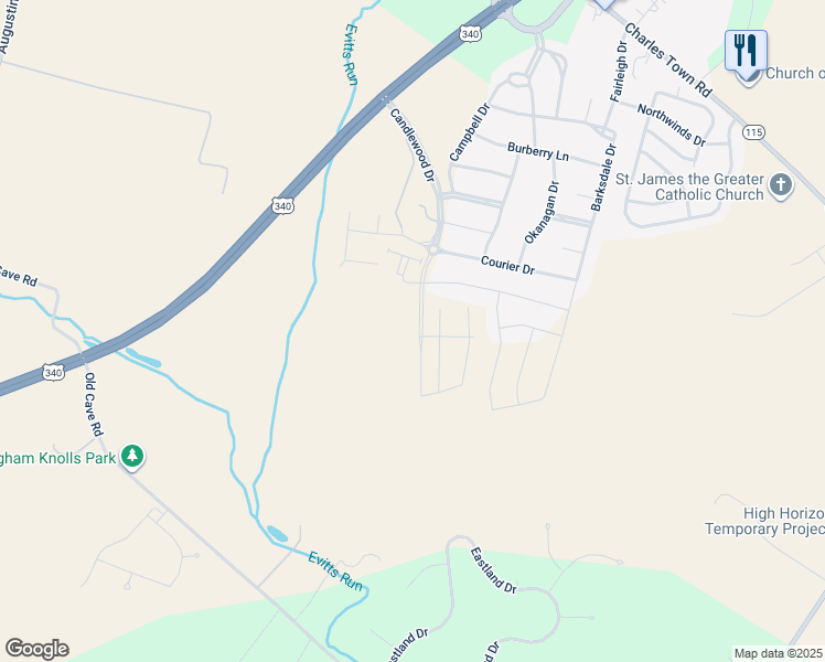 map of restaurants, bars, coffee shops, grocery stores, and more near 589 Seeback Drive in Charles Town