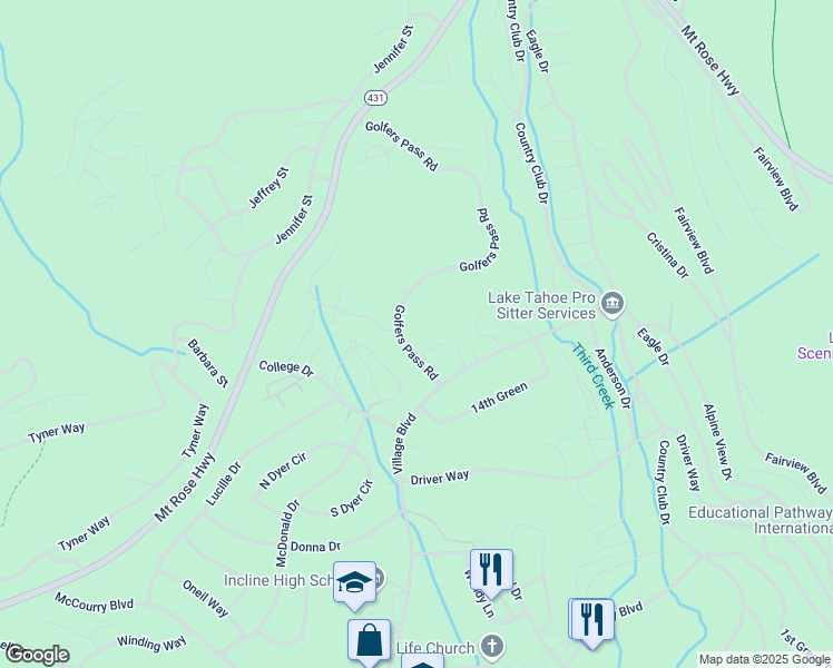map of restaurants, bars, coffee shops, grocery stores, and more near 859 Golfers Pass Road in Incline Village