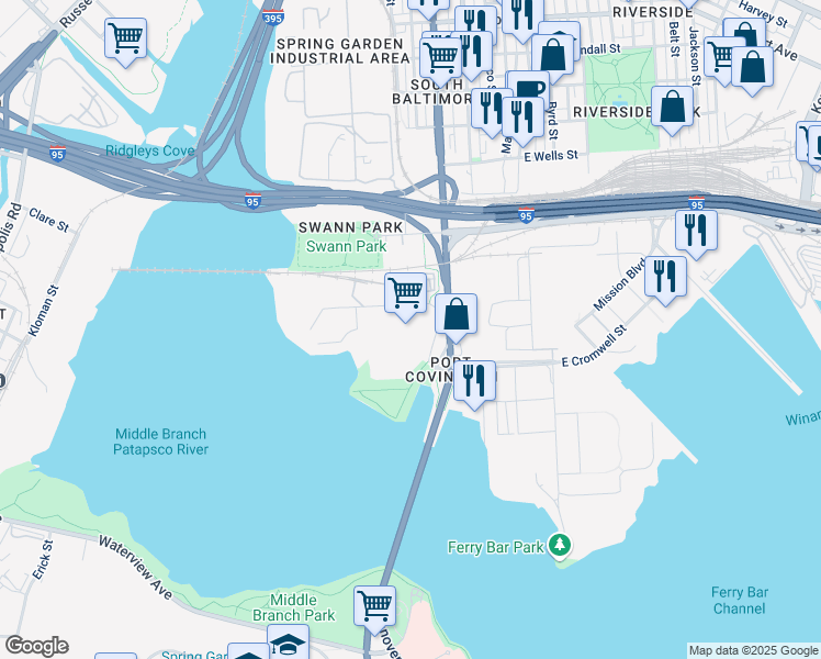 map of restaurants, bars, coffee shops, grocery stores, and more near 101 West Dickman Street in Baltimore