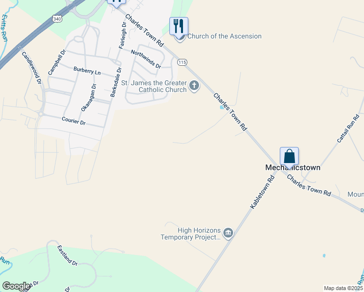 map of restaurants, bars, coffee shops, grocery stores, and more near in Charles Town