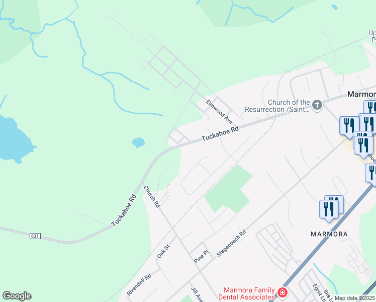 map of restaurants, bars, coffee shops, grocery stores, and more near 446 Tuckahoe Road in Marmora