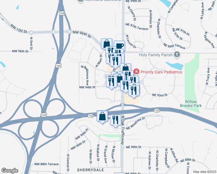 map of restaurants, bars, coffee shops, grocery stores, and more near 310 Northeast 94th Street in Kansas City