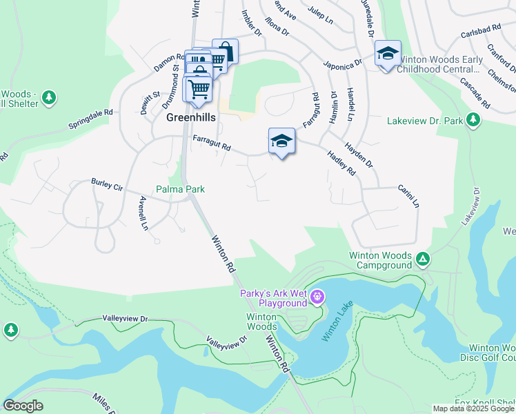 map of restaurants, bars, coffee shops, grocery stores, and more near 63 Flanders Lane in Cincinnati