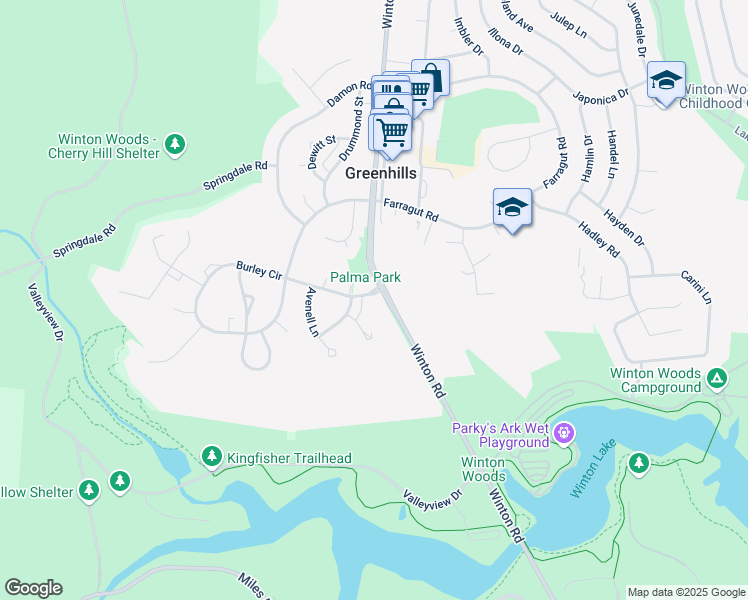 map of restaurants, bars, coffee shops, grocery stores, and more near 5 Andover Road in Cincinnati