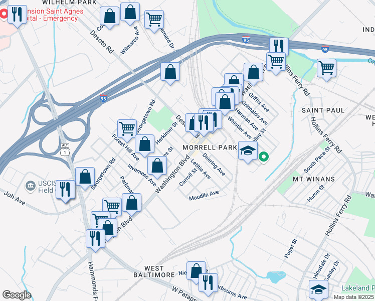 map of restaurants, bars, coffee shops, grocery stores, and more near 101 Independence Avenue Southeast in Washington