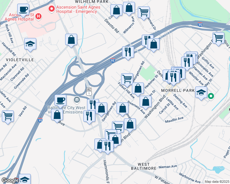 map of restaurants, bars, coffee shops, grocery stores, and more near 101 Independence Avenue Southeast in Washington